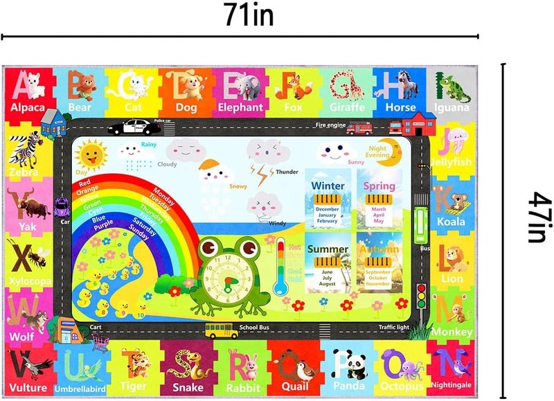 CLAILEIRS ABC Mats Rug 47×71 Inch, Kids Alphabet Mat, Non-Slip Educational Learning Rug, Washable Letter Carpet for Daycare & Home - Image 2